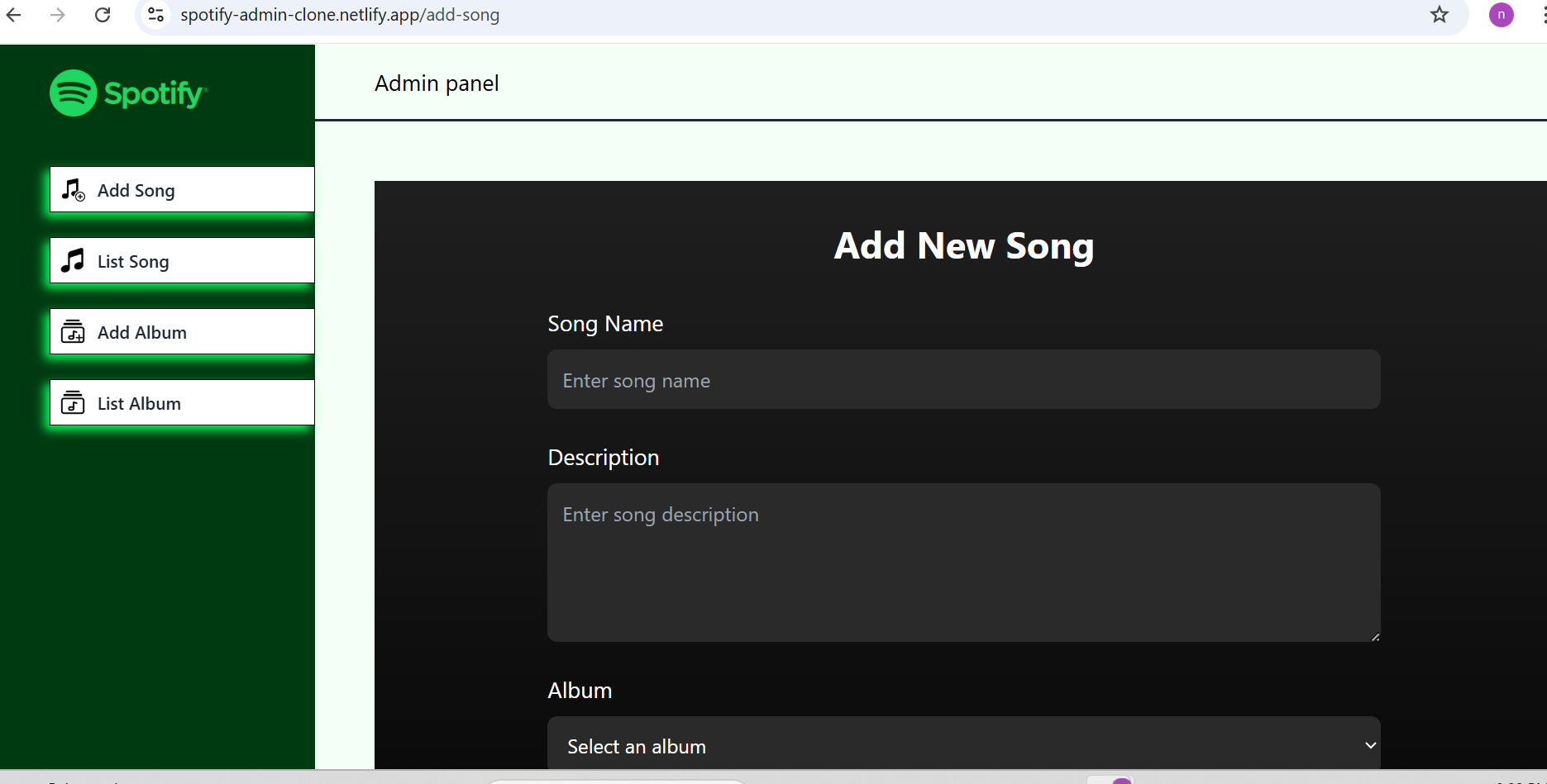 Spotify-admin